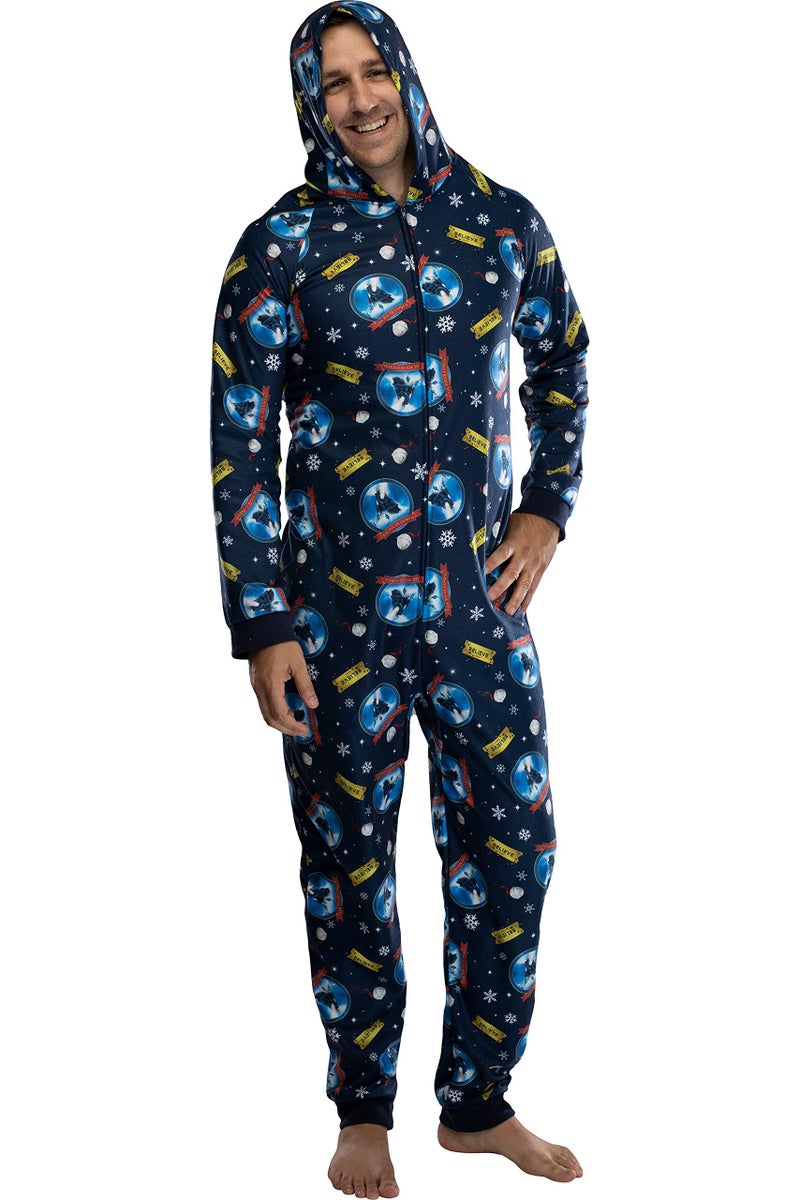 INTIMO Polar Express Adult Believe Hooded One-Piece Footless Sleeper Union Suit For Men and Women (S/M) - Image 4